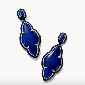 NWT IN BOX new Kendra Scott earrings Abbie Silver Enamel Frame Statement Earring